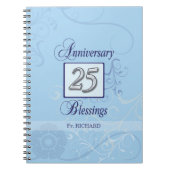 25. Jahrestag in Blau und Silber Notizblock (Vorderseite)