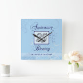 25. Jahrestag in Blau und Silber Quadratische Wanduhr (Zuhause)