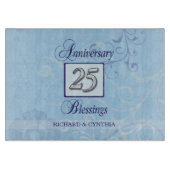 25. Jahrestag in Blau und Silber Schneidebrett (Vorderseite)