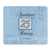 25. Jahrestag in Blau und Silber Schneidebrett (Vorderseite)
