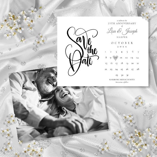 25. Jahrestag Save the Date Kalender Foto Postkarte
