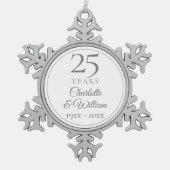 25. Jahrestag Schneeflocken Zinn-Ornament (Vorderseite)