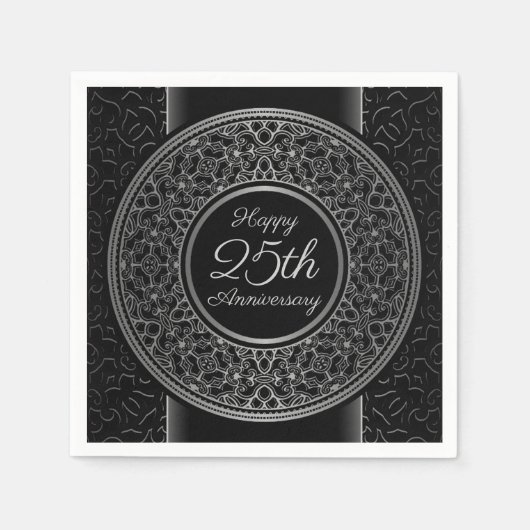 25. Jahrestag Silver Medallion Papier Napkins Serviette (Vorderseite)
