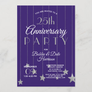 25. Jahrestags-kundenspezifisches Ereignis-lila Einladung