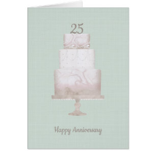 25-jährig Custom Cake Green Linen Card