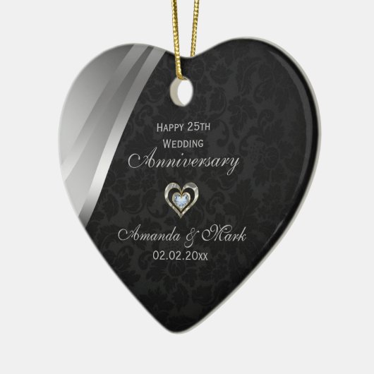25-jährige Jubiläumsfeier in Schwarz und Silbergra Keramikornament (Links)