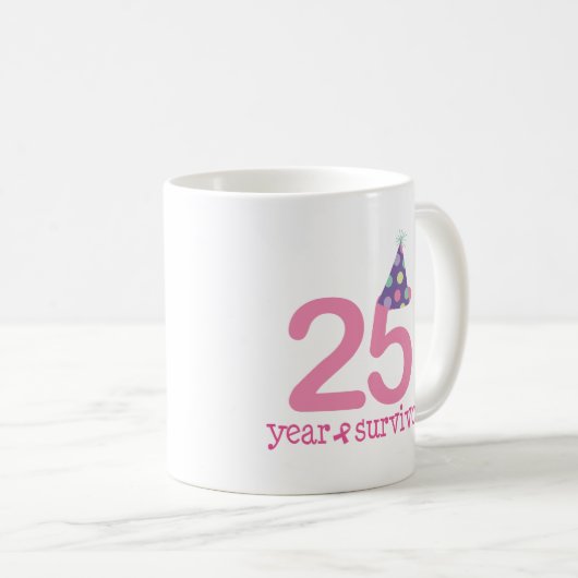25-jähriger Brustkrebs-Überlebender Kaffeetasse (VorderseiteRechts)