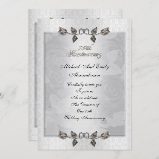 25-jähriges Bestehen der Silber-Rose Einladung (Vorne/Hinten)