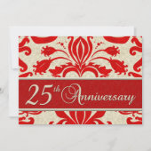25-jähriges Business Red Damask Einladung (Vorderseite)