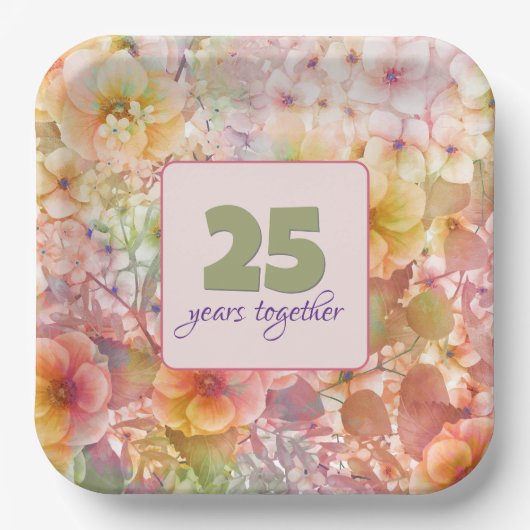 25-jähriges Cosmos Floral Design Pappteller (Vorderseite)