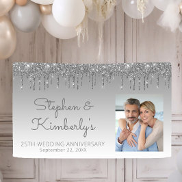 25-jähriges Custom Foto Silver Glitzer Tropfen Banner