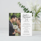 25-jähriges Jubiläum Just Married Wedding Foto Squ Einladung (Stehend Vorderseite)