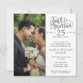 25-jähriges Jubiläum Just Married Wedding Foto Squ Einladung (Vorderseite)