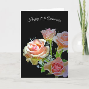 25-jähriges Jubiläum Rose Bouquet on Black Karte