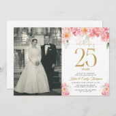 25-jähriges Jubiläum zwischen Rosa und Gold Einladung (Vorne/Hinten)