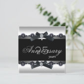 25-jähriges Party Silver Schwarz-weiß Diamond Einladung (Stehend Vorderseite)