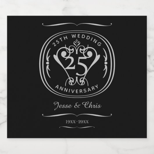 25-jähriges Sparkling Weinlabel Schaumweinetikett (Einzelnes Label)