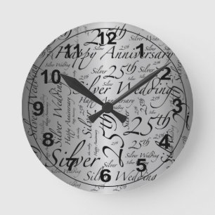 25-jähriges Word Art Graphic Runde Wanduhr