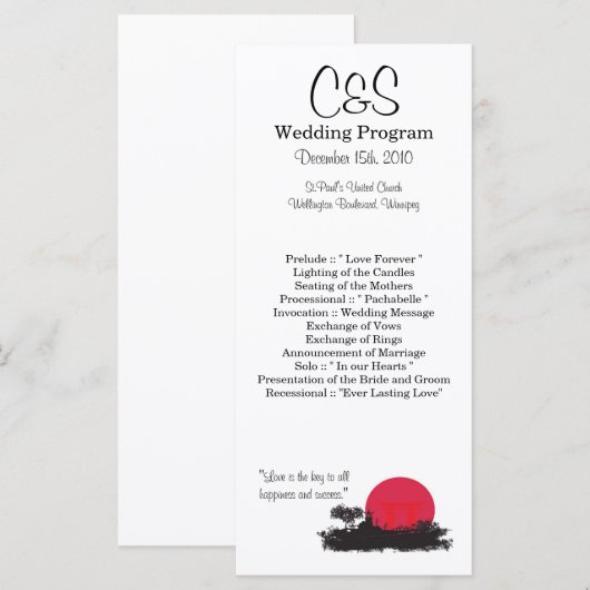 25 japanische Hochzeitsprogramme Programm (Vorne/Hinten)
