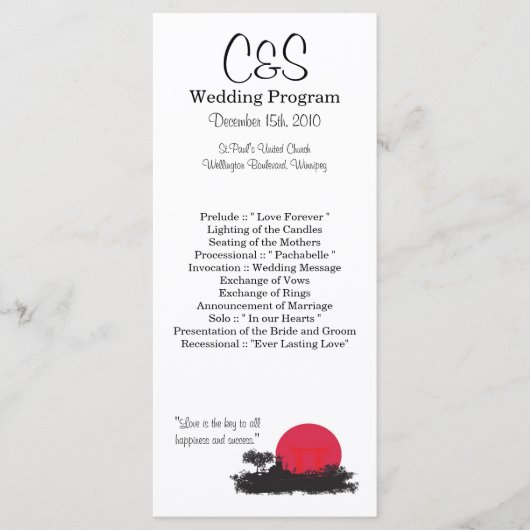 25 japanische Hochzeitsprogramme Programm (Vorderseite)