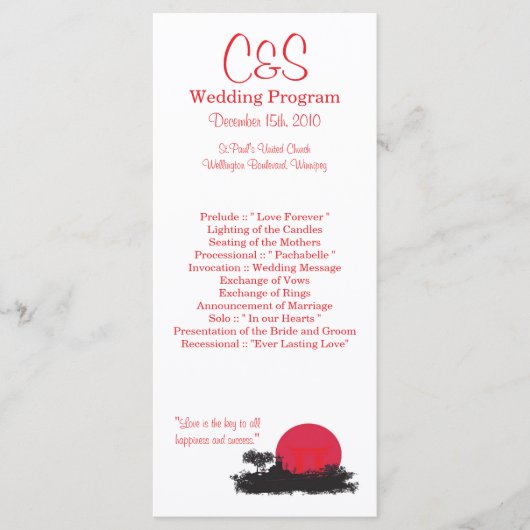 25 japanische Hochzeitsprogramme Programm (Vorderseite)