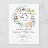 25. Jubiläum Ändern Sie das Datum Rose der Blumenk Ankündigungspostkarte (Vorderseite)