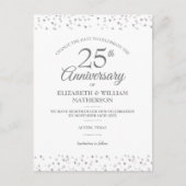 25. Jubiläum Ändern Sie das Datum Silberner Herzen Ankündigungspostkarte (Vorderseite)