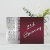 25. Jubiläum Burgund, Silver Scrolls laden ein Einladung (Stehend Vorderseite)