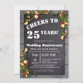 25. Jubiläum Chalkboard florale Grenze Einladung (Vorderseite)