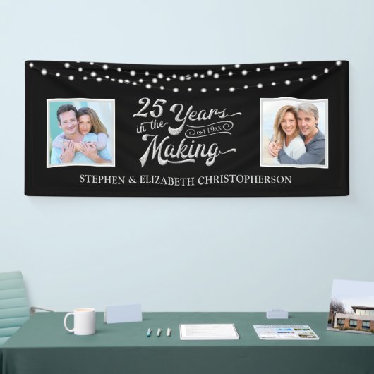 25. Jubiläum Dann und Jetzt Fotos | Schwarzes Silb Banner (Messe)