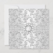 25. Jubiläum Diamond Rose Damask Silver White Einladung (Rückseite)