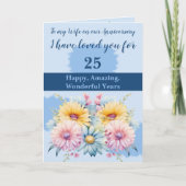 25. Jubiläum Ehefrau gerbera blumenblau Karte (Vorderseite)