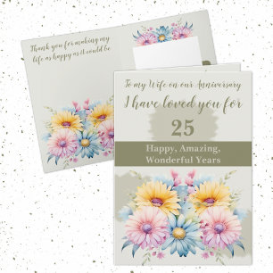 25. Jubiläum Ehefrau Gerbera Karte