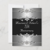 25. Jubiläum Einladung Elegant Black Silver 3 (Vorderseite)