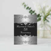 25. Jubiläum Einladung Elegant Black Silver 3 (Stehend Vorderseite)