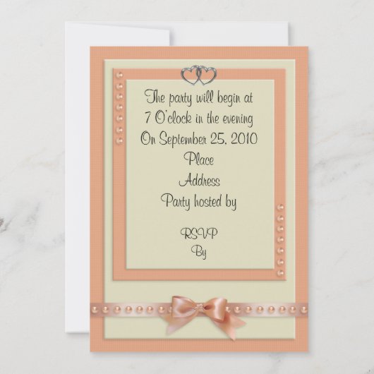 25 Jubiläum Einladung Pfirsich und Creme Farben (Rückseite)