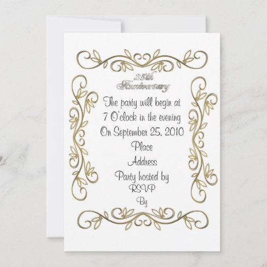 25 Jubiläum Einladung weißer Rosen Silber-Satin (Rückseite)