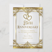 25. Jubiläum Elegant Gold White Pearl 2 Einladung (Vorderseite)