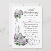 25. Jubiläum Erneuerung elegante Weiße Rosen Einladung (Vorderseite)