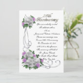 25. Jubiläum Erneuerung elegante Weiße Rosen Einladung (Stehend Vorderseite)