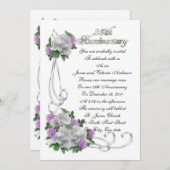 25. Jubiläum Erneuerung elegante Weiße Rosen Einladung (Vorne/Hinten)
