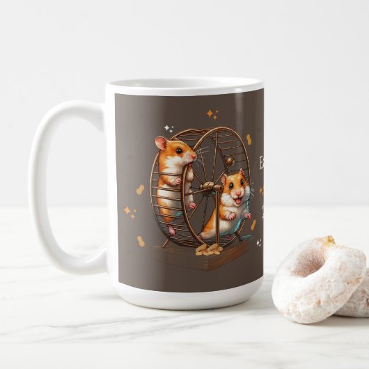 25. Jubiläum Hamster Driving einander Nüsse Kaffeetasse (Mit Donut)
