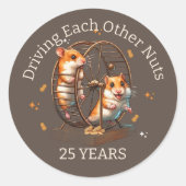 25. Jubiläum Hamster Driving einander Nüsse Runder Aufkleber (Vorderseite)