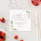 25. Jubiläum Heart Script Rose Blumengestelle Serviette (Beispiel)