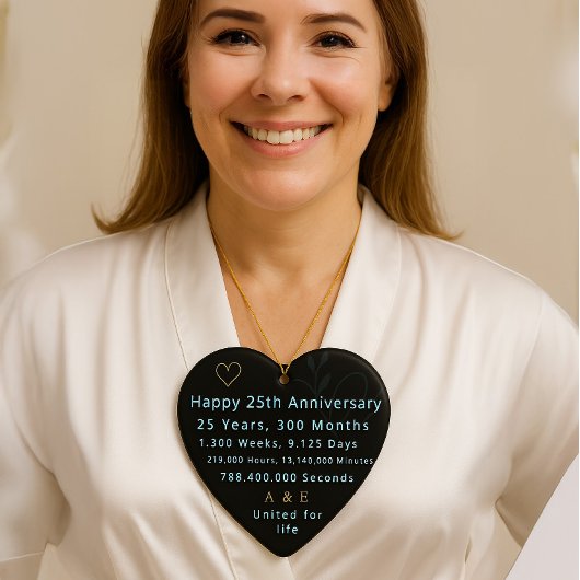 25. Jubiläum Herz Keramik Ornament