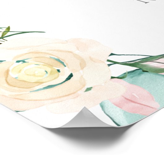 25. Jubiläum Herzschrift Blumenschrift Begrüßungsz Poster (Ecke)