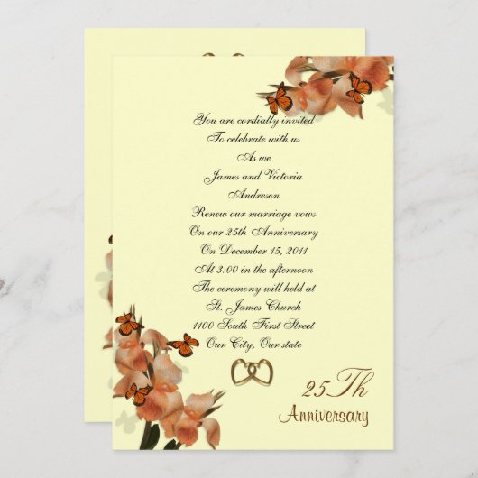 25. Jubiläum Hochzeit Neueröffnung Einladung (Vorne/Hinten)