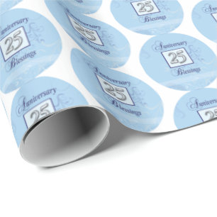 25. Jubiläum in Blau und Silber Geschenkpapier