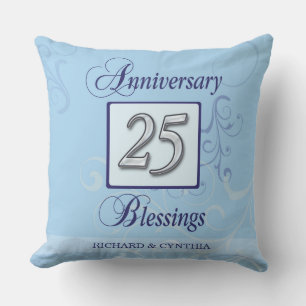 25. Jubiläum in Blau und Silber Kissen
