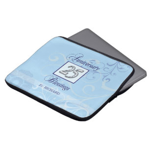 25. Jubiläum in Blau und Silber Laptopschutzhülle